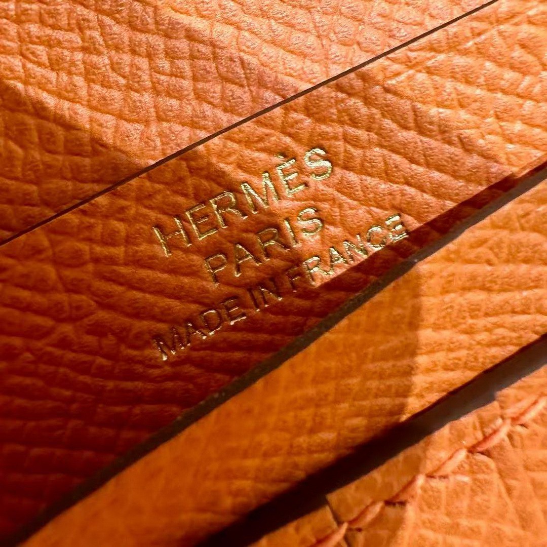Hermes Bearn Compact Wallet Handmade In Epsom Calfskin Leather Gold Hardware 93 Orange - Image 5