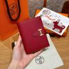 Hermes Bearn Compact Wallet Handmade In Epsom Calfskin Leather Gold Hardware K1 Rouge Grenat