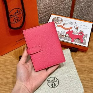 Alternative view of Hermes Bearn Compact Wallet Handmade In Epsom Calfskin Leather Gold Hardware U5 Rose Lipstick