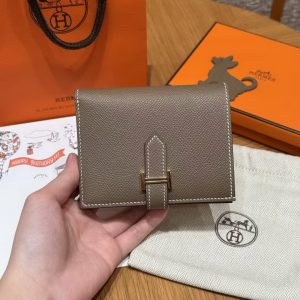 Alternative view of Hermes Bearn Compact Wallet Handmade In Epsom Calfskin Leather Gold Hardware ck18 Etoupe H039790CC18