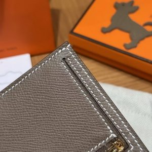 Hermes Bearn Compact Wallet Handmade In Epsom Calfskin Leather Gold Hardware ck18 Etoupe H039790CC18 - Image 11