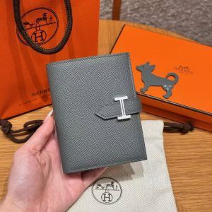 Alternative view of Hermes Bearn Compact Wallet Handmade In Epsom Calfskin Leather Silver Hardware 0L Girs Meyer