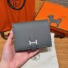 Hermes Bearn Compact Wallet Handmade In Epsom Calfskin Leather Silver Hardware 0L Girs Meyer
