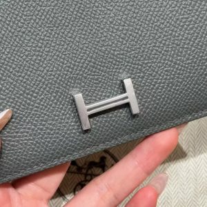 Hermes Bearn Compact Wallet Handmade In Epsom Calfskin Leather Silver Hardware 0L Girs Meyer - Image 8