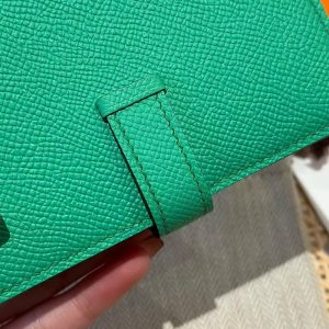 Hermes Bearn Compact Wallet Handmade In Epsom Calfskin Leather Silver Hardware OZ Comics OS Vert Fizz - Image 17