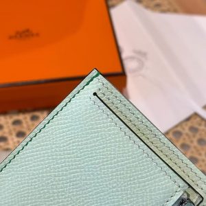 Hermes Bearn Compact Wallet Handmade In Epsom Calfskin Leather Silver Hardware OZ Comics OS Vert Fizz - Image 12