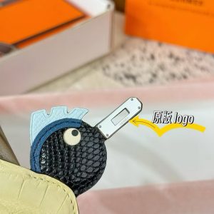 Hermes Birdy Charm Vanille - Jaune Ambre - Noir - Bleu Saphir - Bleu Glacier - Etoupe H083886CKAG - Image 6