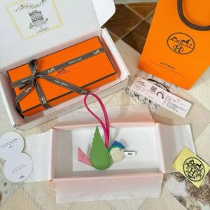 Alternative view of Hermes Birdy Charm Vert Criquet - Rose Bubble Gum - Naturel - Menthe - Bleu De France - Framboise H083884CKAB