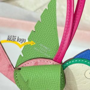 Hermes Birdy Charm Vert Criquet - Rose Bubble Gum - Naturel - Menthe - Bleu De France - Framboise H083884CKAB - Image 5
