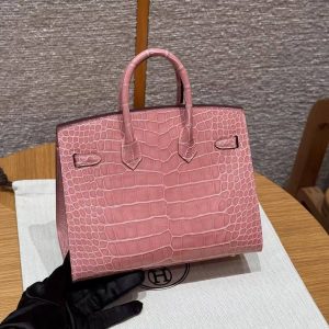 Alternative view of Hermes Birkin 20 Bag 1Q Rose Confetti Handmade In Bright American Alligator Leather Gold Hardware