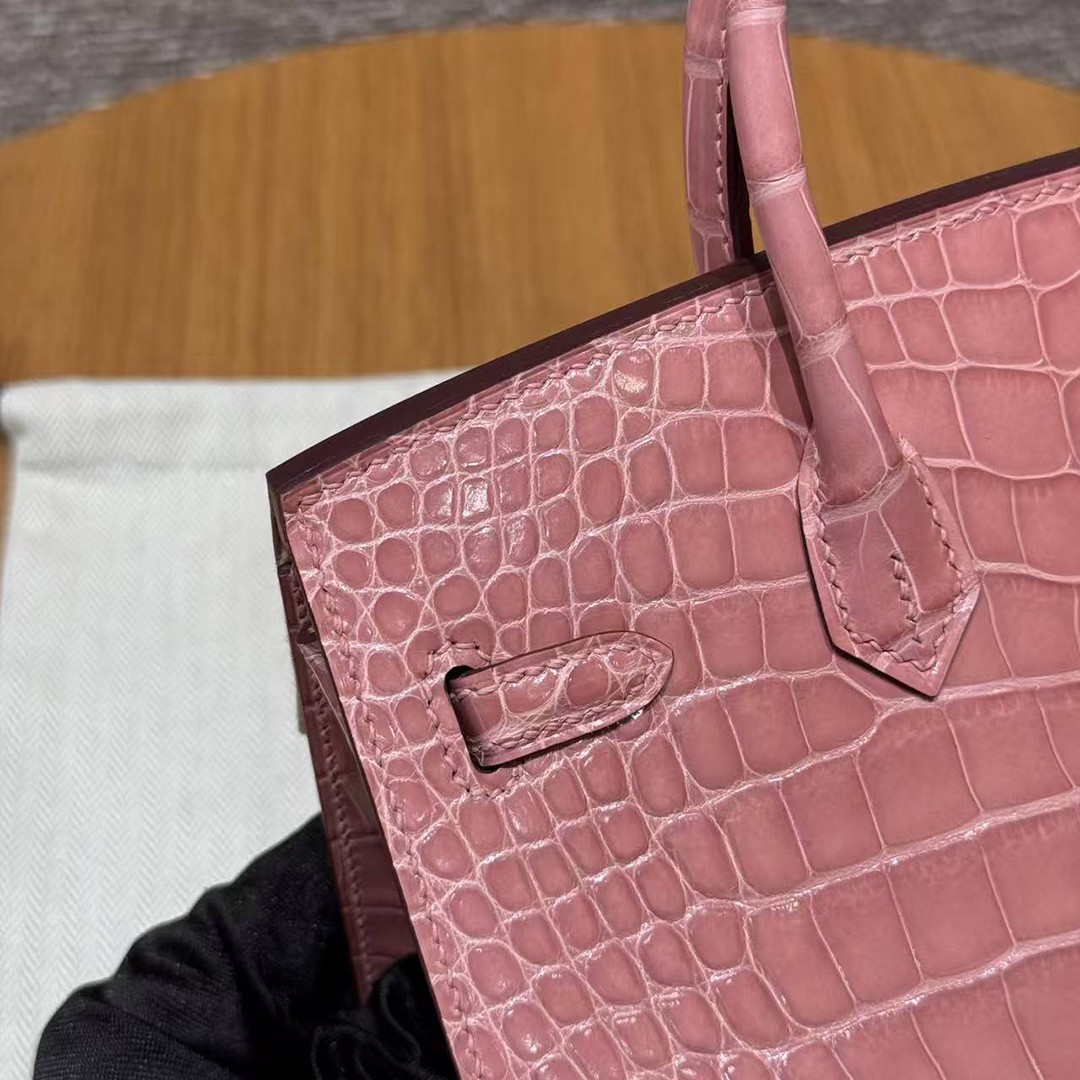 Hermes Birkin 20 Bag 1Q Rose Confetti Handmade In Bright American Alligator Leather Gold Hardware - Image 22