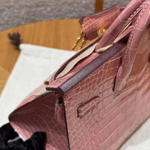 Hermes Birkin 20 Bag 1Q Rose Confetti Handmade In Bright American Alligator Leather Gold Hardware - Image 17
