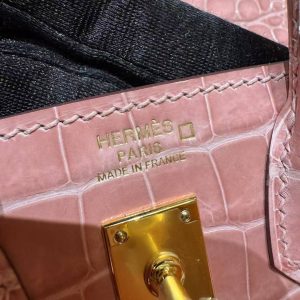 Hermes Birkin 20 Bag 1Q Rose Confetti Handmade In Bright American Alligator Leather Gold Hardware - Image 7
