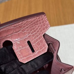 Hermes Birkin 20 Bag 1Q Rose Confetti Handmade In Bright American Alligator Leather Gold Hardware - Image 6