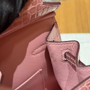 Hermes Birkin 20 Bag 1Q Rose Confetti Handmade In Bright American Alligator Leather Gold Hardware - Image 4