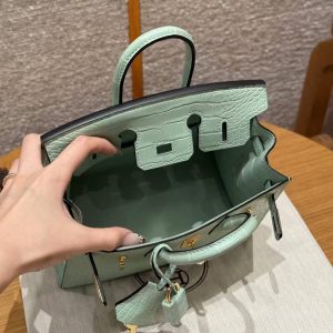 Hermes Birkin 20 Bag Handmade In Matte Alligator Leather Gold Hardware 6W Menthe - Image 7