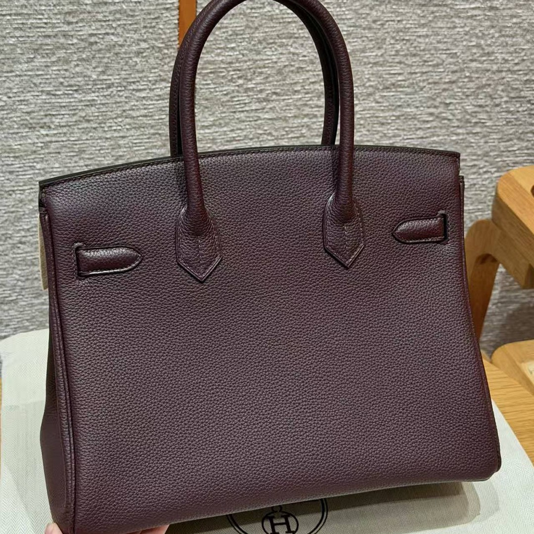 Hermes Birkin 30 Bag Handmade In Togo Calfskin Leather Gold Hardware 0G Rouge Sellier - Image 2