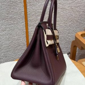 Hermes Birkin 30 Bag Handmade In Togo Calfskin Leather Gold Hardware 0G Rouge Sellier - Image 21