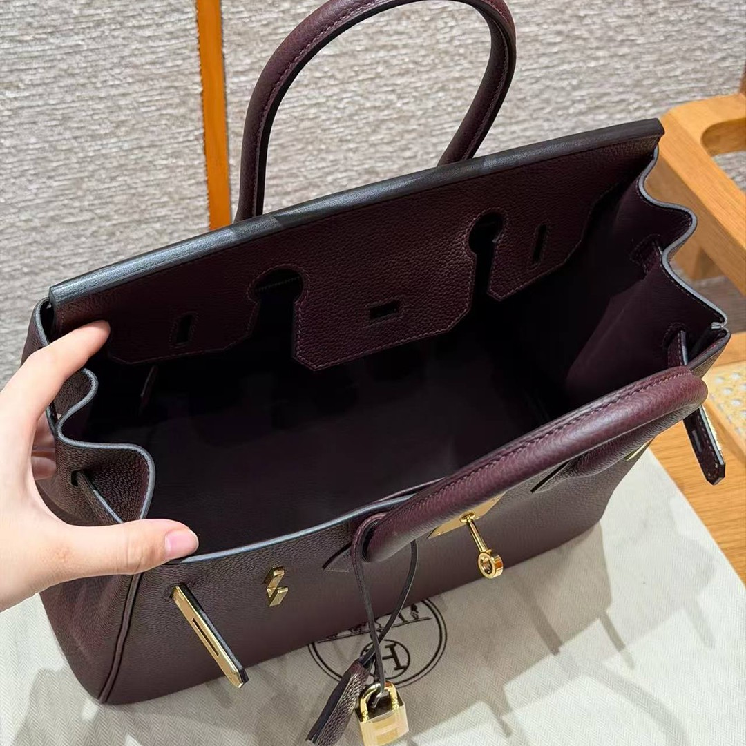 Hermes Birkin 30 Bag Handmade In Togo Calfskin Leather Gold Hardware 0G Rouge Sellier - Image 18