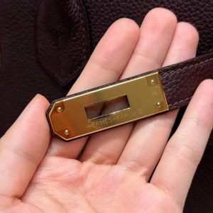 Hermes Birkin 30 Bag Handmade In Togo Calfskin Leather Gold Hardware 0G Rouge Sellier - Image 16