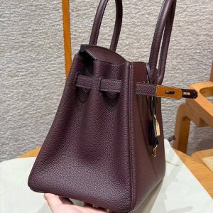 Hermes Birkin 30 Bag Handmade In Togo Calfskin Leather Gold Hardware 0G Rouge Sellier - Image 13