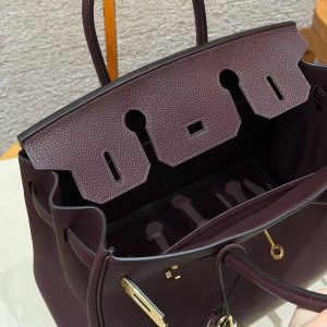 Hermes Birkin 30 Bag Handmade In Togo Calfskin Leather Gold Hardware 0G Rouge Sellier - Image 12