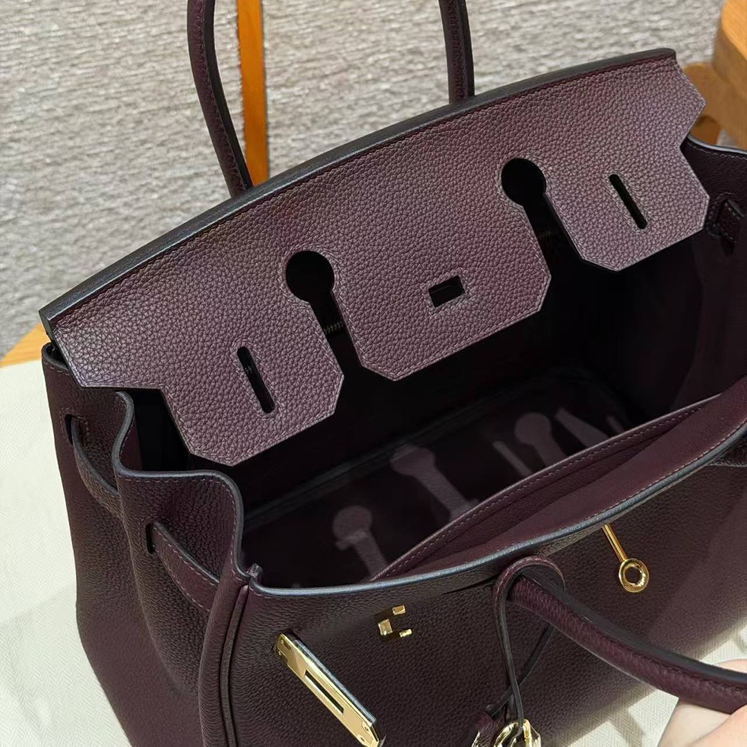 Hermes Birkin 30 Bag Handmade In Togo Calfskin Leather Gold Hardware 0G Rouge Sellier - Image 12