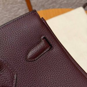 Hermes Birkin 30 Bag Handmade In Togo Calfskin Leather Gold Hardware 0G Rouge Sellier - Image 9