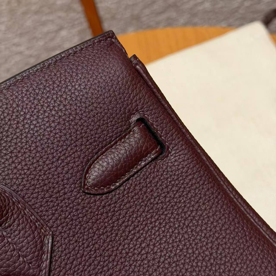Hermes Birkin 30 Bag Handmade In Togo Calfskin Leather Gold Hardware 0G Rouge Sellier - Image 9