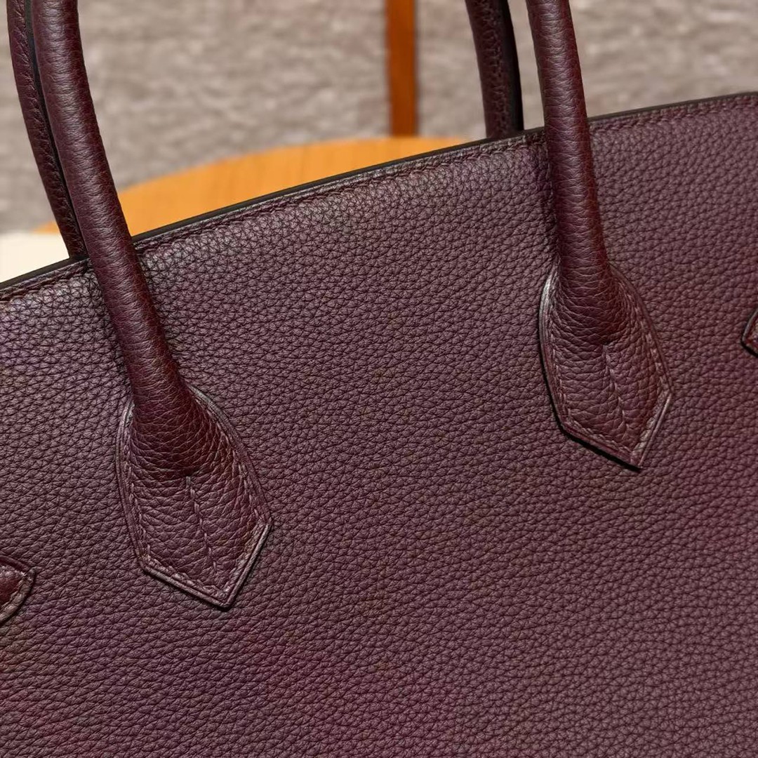 Hermes Birkin 30 Bag Handmade In Togo Calfskin Leather Gold Hardware 0G Rouge Sellier - Image 8