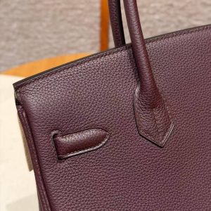 Hermes Birkin 30 Bag Handmade In Togo Calfskin Leather Gold Hardware 0G Rouge Sellier - Image 7