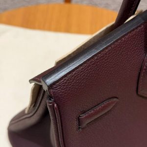 Hermes Birkin 30 Bag Handmade In Togo Calfskin Leather Gold Hardware 0G Rouge Sellier - Image 6