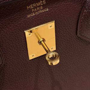 Hermes Birkin 30 Bag Handmade In Togo Calfskin Leather Gold Hardware 0G Rouge Sellier - Image 4