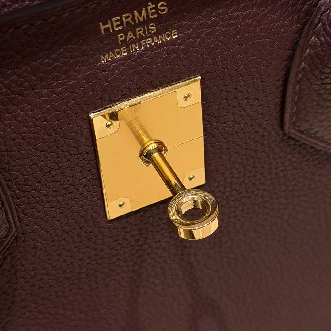 Hermes Birkin 30 Bag Handmade In Togo Calfskin Leather Gold Hardware 0G Rouge Sellier - Image 4