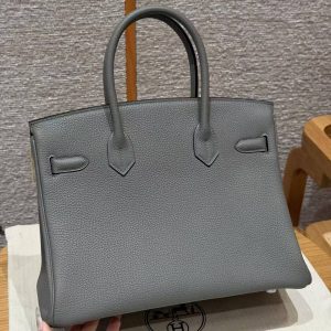 Alternative view of Hermes Birkin 30 Bag Handmade In Togo Calfskin Leather Silver Hardware 0L Gris Meyer