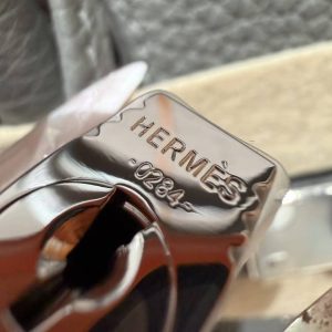 Hermes Birkin 30 Bag Handmade In Togo Calfskin Leather Silver Hardware 0L Gris Meyer - Image 6