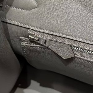Hermes Birkin 30 Bag Handmade In Togo Calfskin Leather Silver Hardware 0L Gris Meyer - Image 5