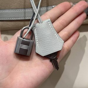 Hermes Birkin 30 Bag Handmade In Togo Calfskin Leather Silver Hardware 10 Craie 80 Gris Perle - Image 15
