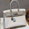 Hermes Birkin 30 Bag Handmade In Togo Calfskin Leather Silver Hardware 10 Craie 80 Gris Perle