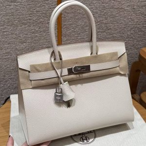 Hermes Birkin 30 Bag Handmade In Epsom Calfskin Leather Silver Hardware 10 Craie - Image 2