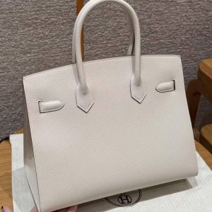 Hermes Birkin 30 Bag Handmade In Epsom Calfskin Leather Silver Hardware 10 Craie - Image 18