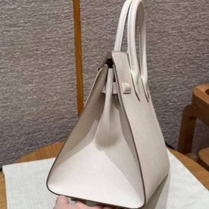 Hermes Birkin 30 Bag Handmade In Epsom Calfskin Leather Silver Hardware 10 Craie - Image 16