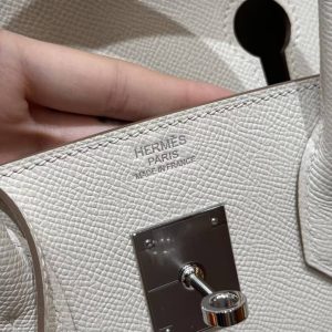 Hermes Birkin 30 Bag Handmade In Epsom Calfskin Leather Silver Hardware 10 Craie - Image 14