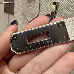 Hermes Birkin 30 Bag Handmade In Epsom Calfskin Leather Silver Hardware 10 Craie - Image 13