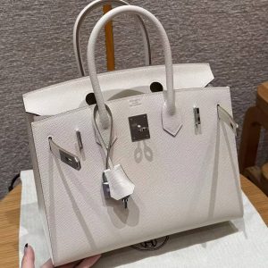 Hermes Birkin 30 Bag Handmade In Epsom Calfskin Leather Silver Hardware 10 Craie - Image 10