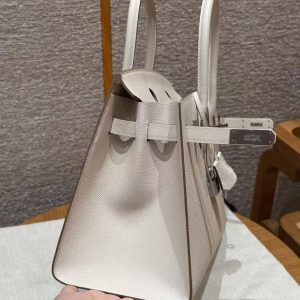 Hermes Birkin 30 Bag Handmade In Epsom Calfskin Leather Silver Hardware 10 Craie - Image 9