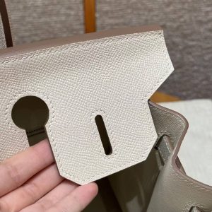 Hermes Birkin 30 Bag Handmade In Epsom Calfskin Leather Silver Hardware 10 Craie - Image 6