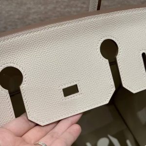 Hermes Birkin 30 Bag Handmade In Epsom Calfskin Leather Silver Hardware 10 Craie - Image 5