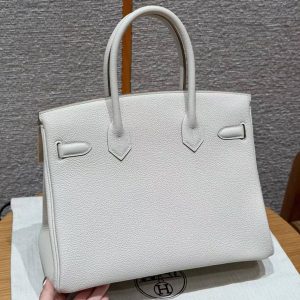 Alternative view of Hermes Birkin 30 Bag Handmade In Togo Calfskin Leather Silver Hardware 10 Craie