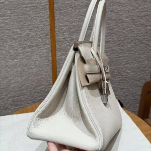 Hermes Birkin 30 Bag Handmade In Togo Calfskin Leather Silver Hardware 10 Craie - Image 18